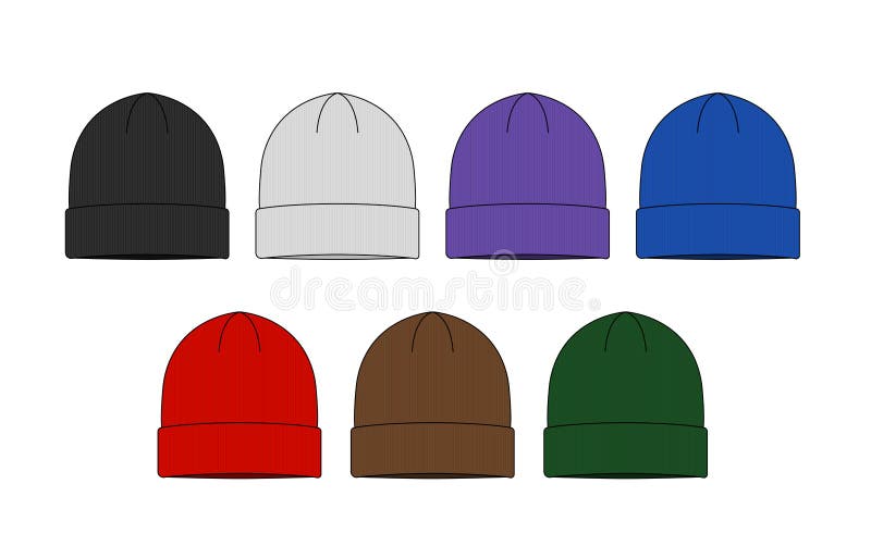 Beanie Hat Knit Cap Template Vector Illustration Set Stock Vector Beanie Hat Knit Cap Template Vector Illustration Set Stock Vector