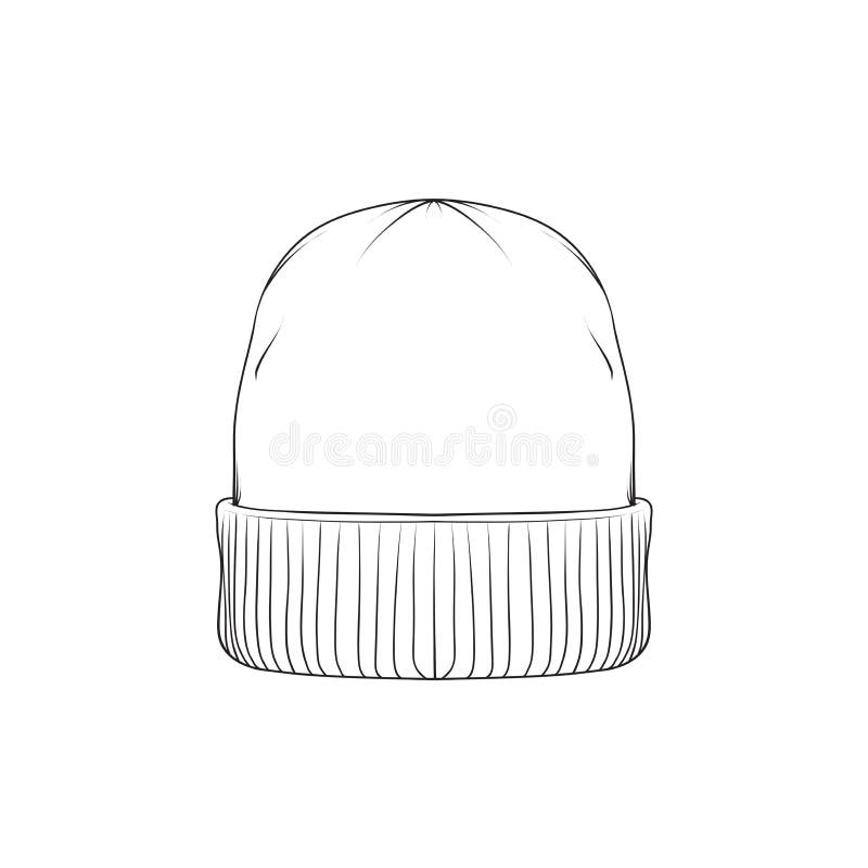 Hat Outline Drawing Vector, Beanie Hat in a Style,beanie Hat Template Outline, Vector Illustration Stock Vector - Illustration of icon: 226991637
