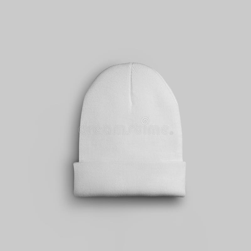 Beanie winter white hat mockup isolated on background