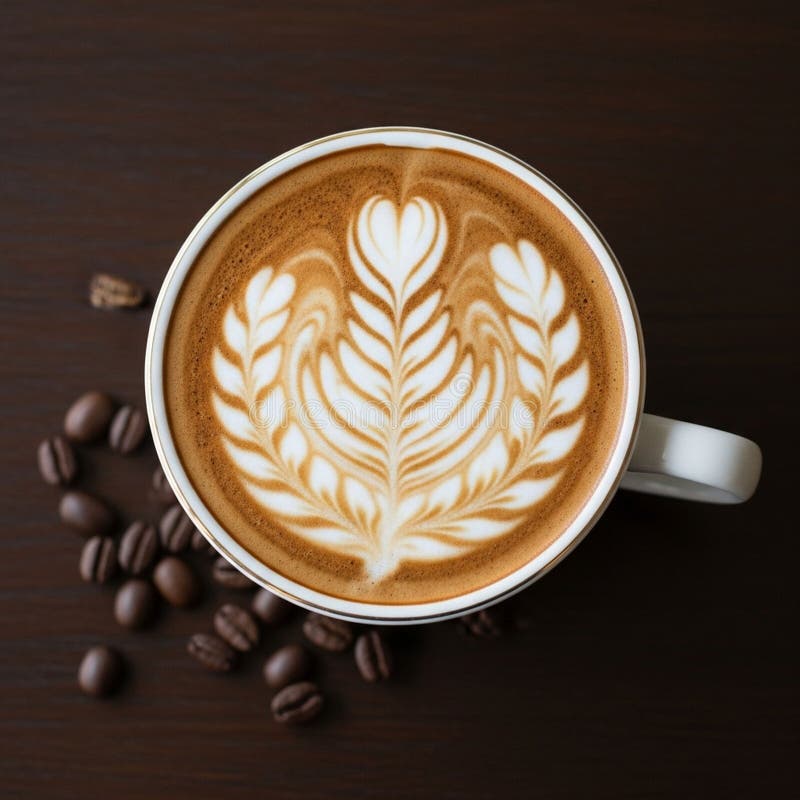 Beans add a rustic touch and emphasize the connection to the coffee\'s vector illustration