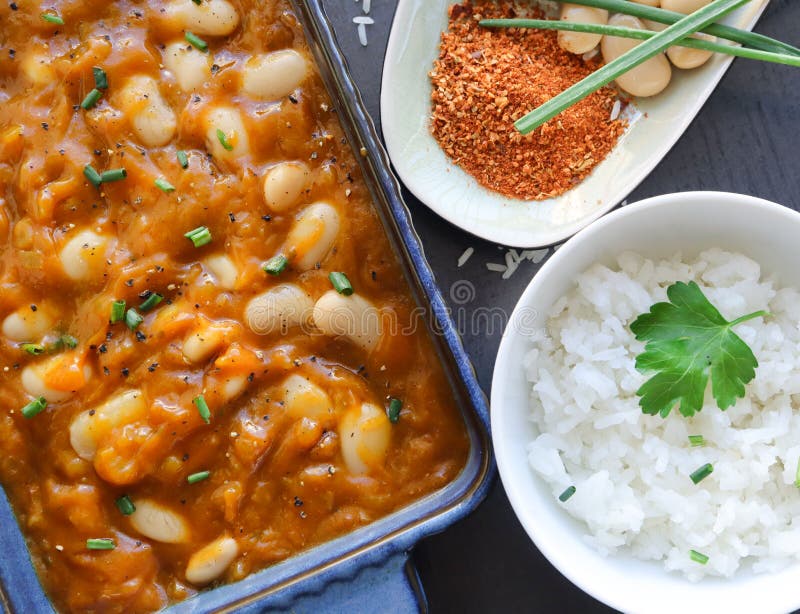 Beans curry and rice stock photo. Image of rice, bean 252618666