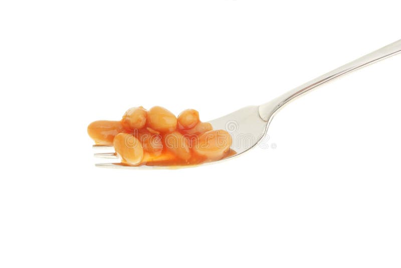 Baked beans on a fork stock photo. Image of isolated 21610660