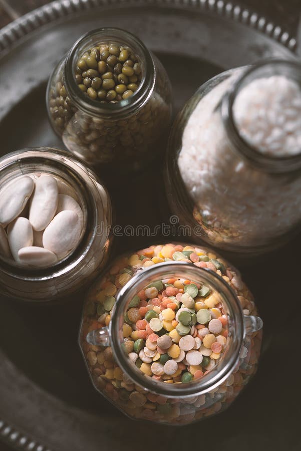 Beans Lentils Rice Glass Jar Plate Stock Photos Free & RoyaltyFree