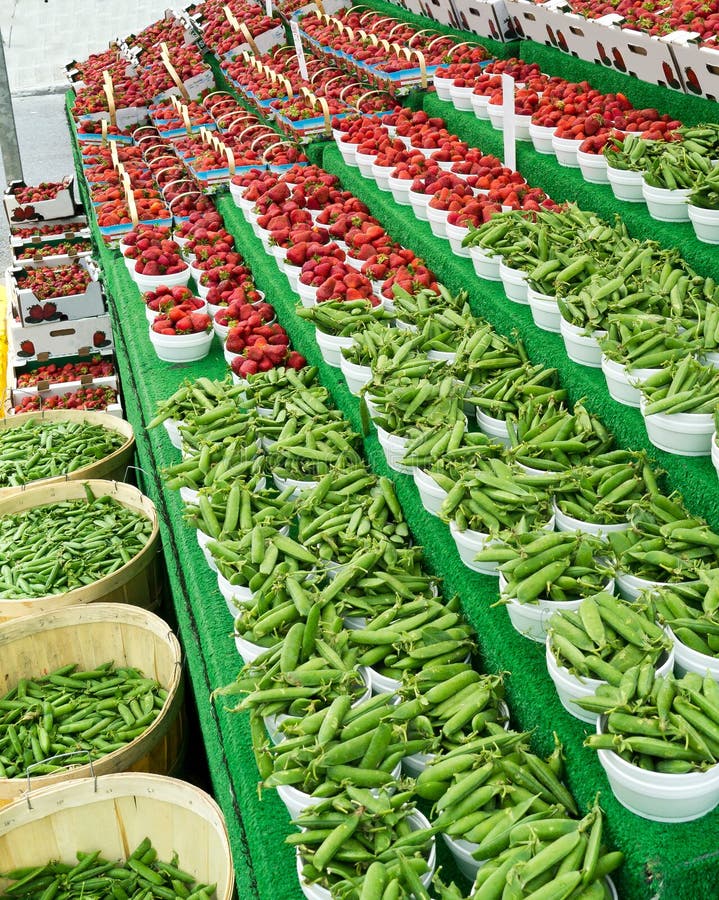 Beans and Strawberries at Market