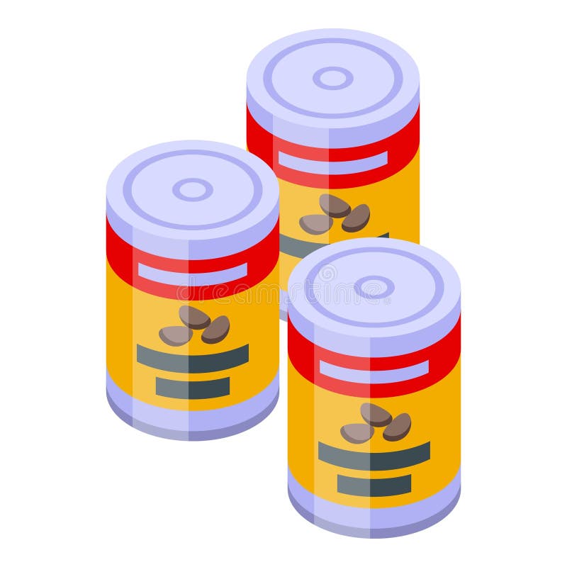 Beans tin cans icon isometric vector. Food snack. Meal metallic object