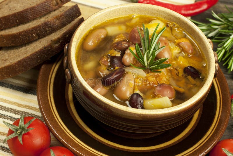 Beans vegetarian soup stock image. Image of lunch, home 38492589