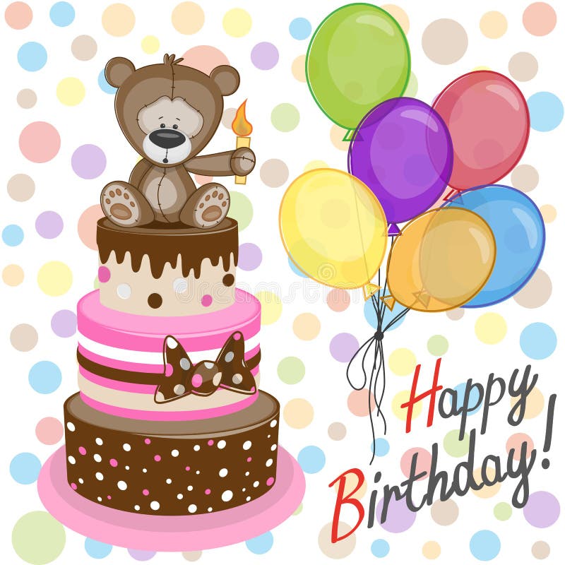 Bear with cake stock vector. Illustration of luck, cute - 60814046