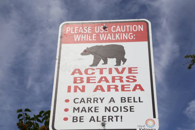 Bear caution sign for bear country wildlife and forest areas
