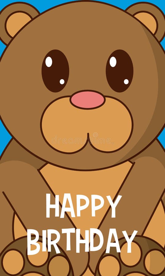 Bear cute birthday card stock vector. Illustration of cute - 113461335