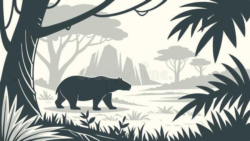 Bear in a deep, serene forest, wild nature, vector design Generative AI stock illustration