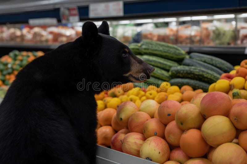 A Bear is Standing in a Shopping Centre, Generative AI Stock