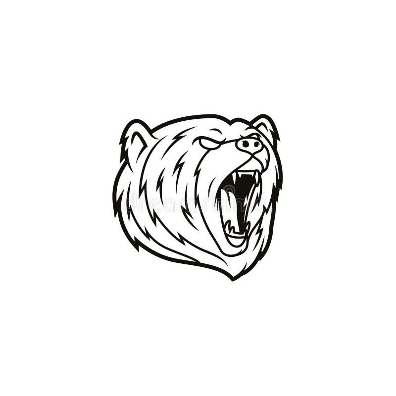 Instant Download Bear Head Logo Line Art Design Template Paper & Party