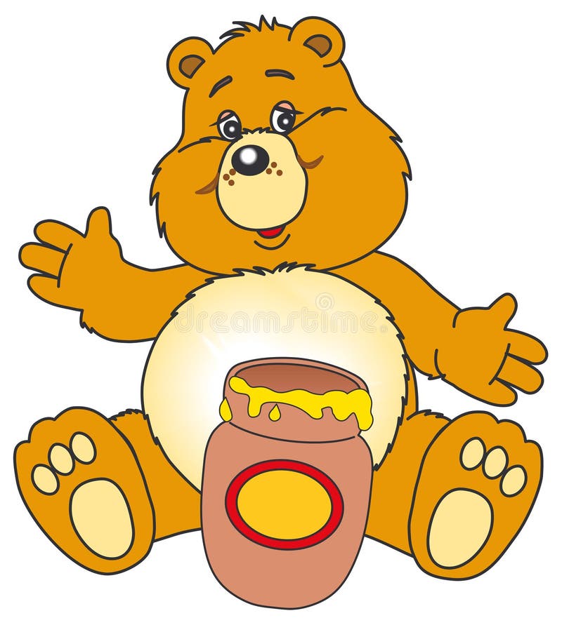 Bear and honey jar stock vector. Illustration of humor 7166951