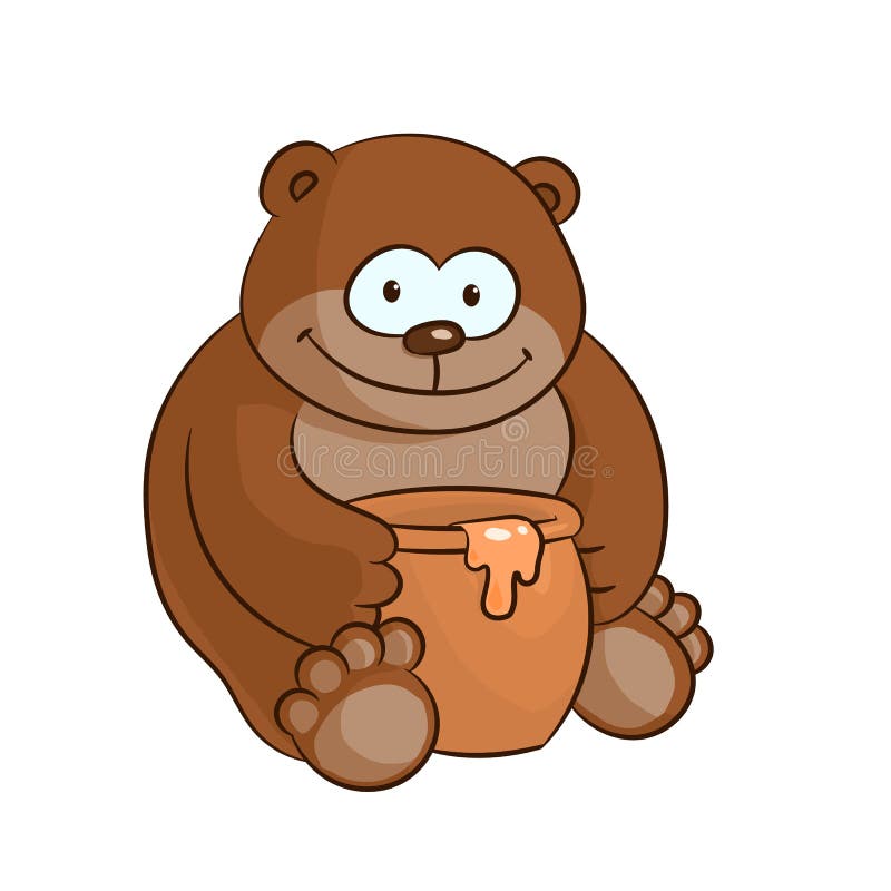 Bear with honey pot. stock vector. Illustration of brown 111220202