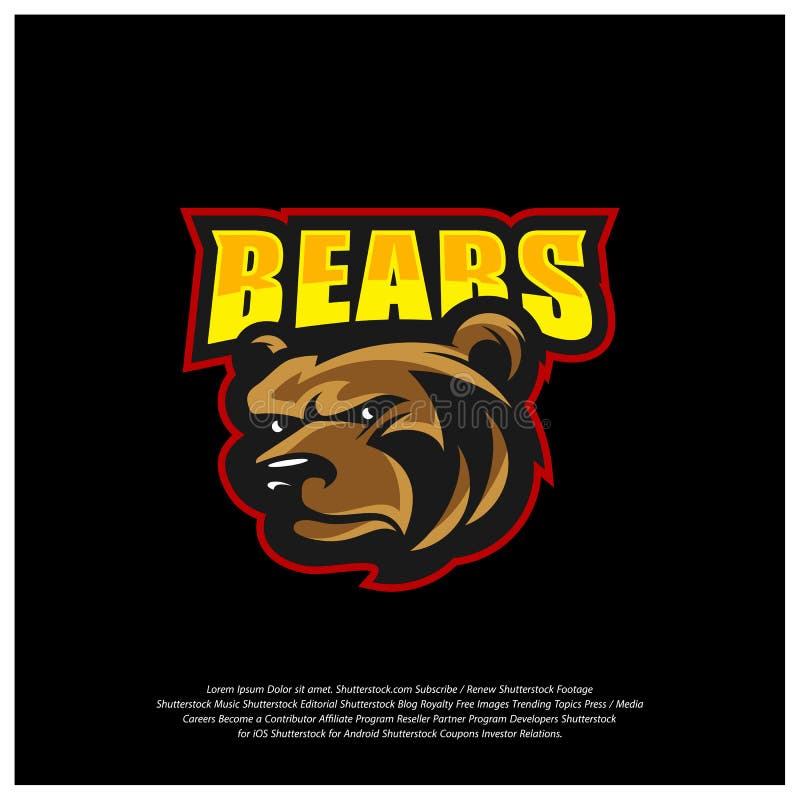 Modern Professional Logo With Grizzly Bear For A Sport Team. Stock
