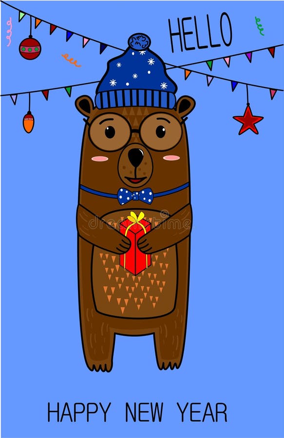 Bear postcard. Vector illustration royalty free illustration