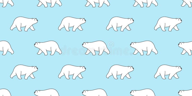 Bear Seamless Pattern Vector Polar Bear Scarf Isolated Cartoon Repeat