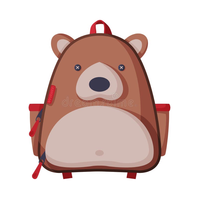 Bear Shaped Childish Backpack, Front View of School Children Rucksack