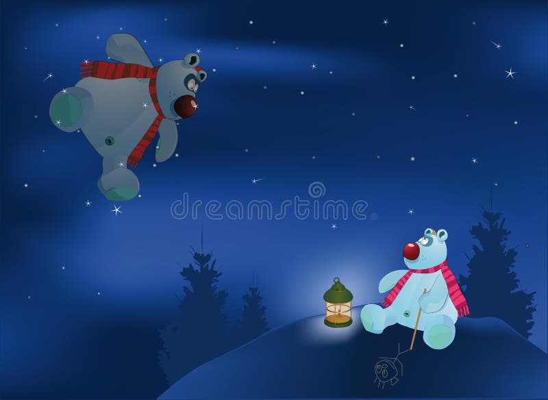 Bear and stars stock illustration
