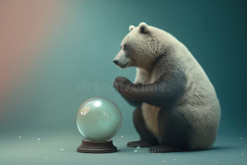 Un urs care încearcă să anticipeze viitorul creat cu ajutorul tehnologiei generative vector illustration