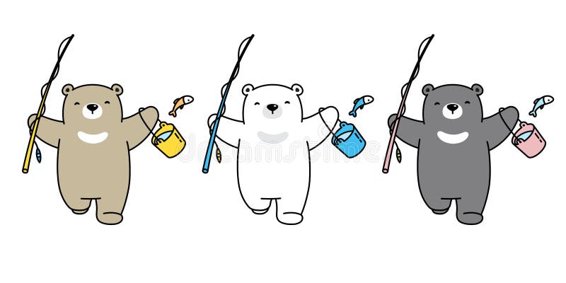 Bear Vector Polar Bear Icon Fishing Character Cartoon Logo Teddy  Illustration Doodle Stock Illustration - Illustration of scarf, background:  145456158