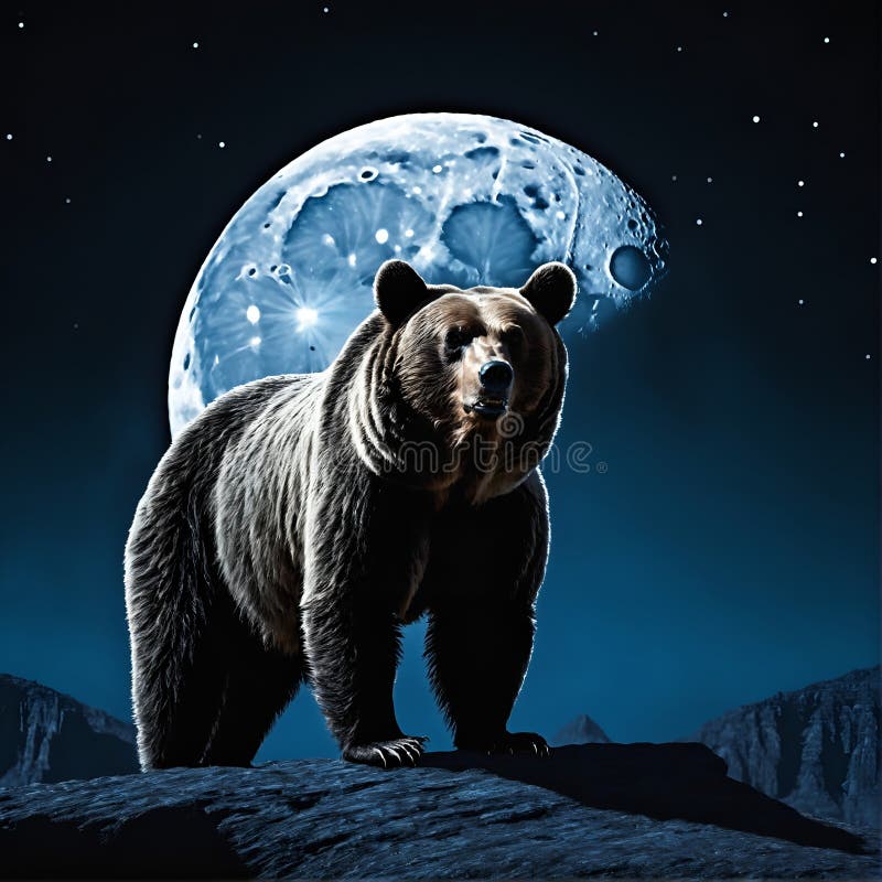 Bear Walking Moonlight Stock Illustrations – 36 Bear Walking