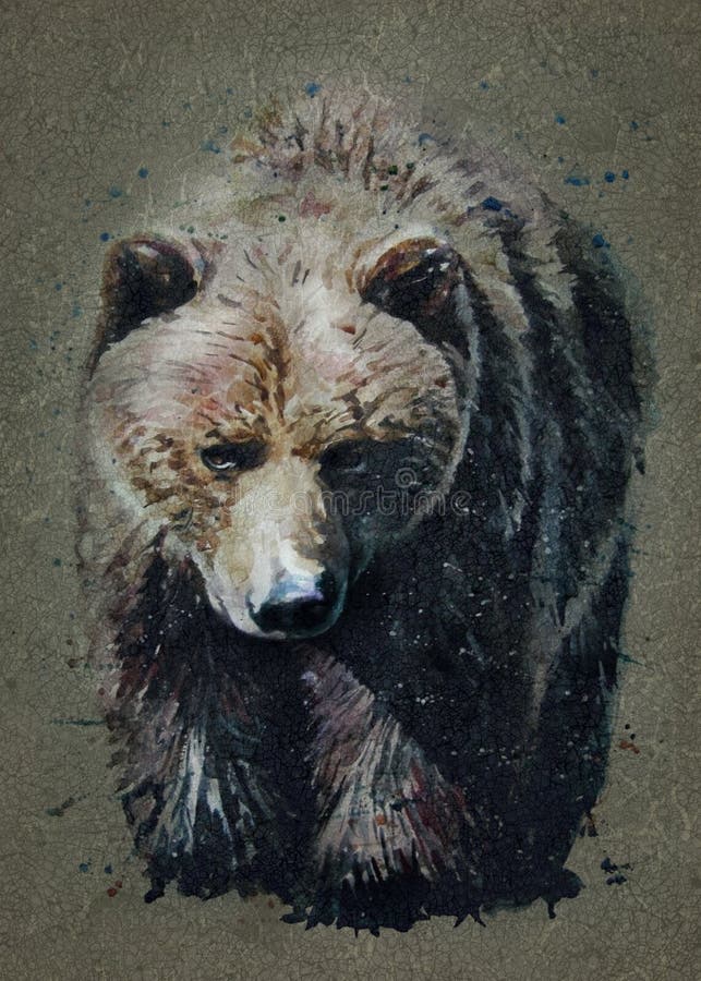 Bear watercolor predator animals wildlife, wild and free wildlife print for t-shirt, king of forest, grizzly