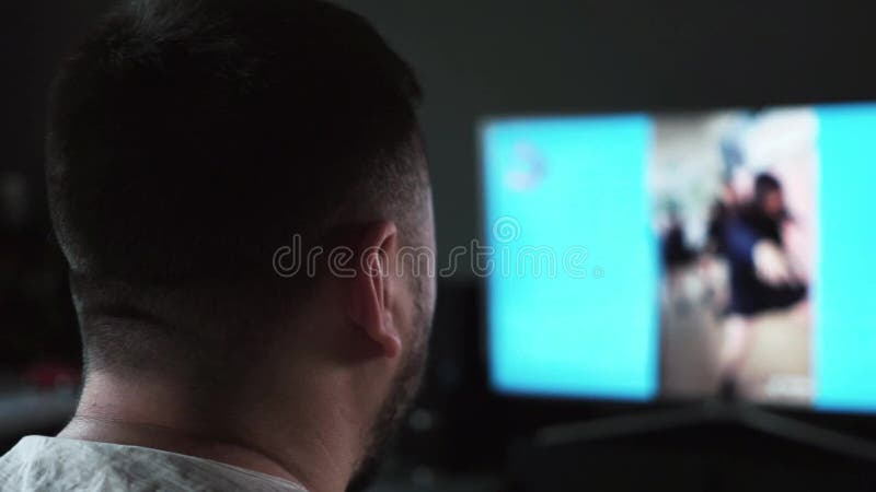 Bearded Caucasian Man Watching Jailbait Video on TV Screen at Home Stock Video - Video of leisure, television: 178669551