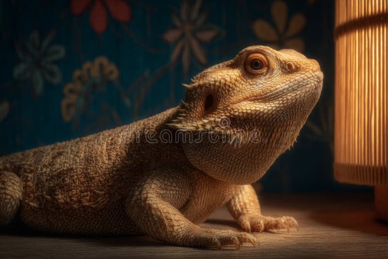 Bearded Dragon Portrait in Warm Lighting Stock Illustration ...