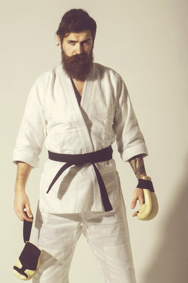 Bearded Serious Karate Man in Kimono and Boxing Gloves Stock Image - Image of haircut, combat: 153088963 Bearded Serious Karate Man in Kimono and Boxing Gloves Stock Image - Image of haircut, combat: 153088963