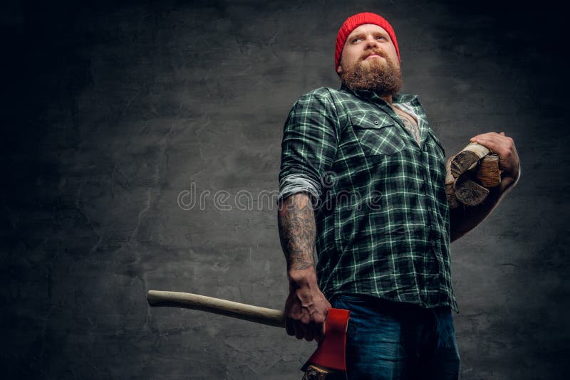 The Lumberjack Is Cutting Wood Or Firewood With Axe Outdoors. Stock Photo,  Picture and Royalty Free Image. Image 97231743.