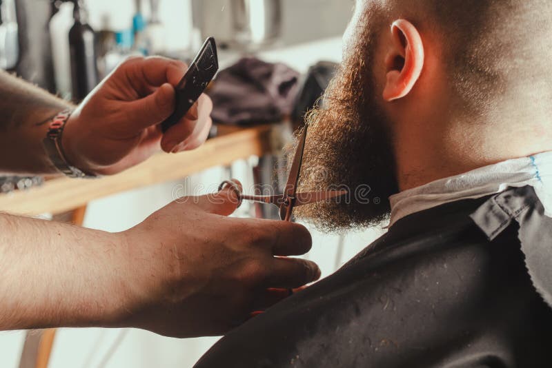 Bearded Man In Barbershop royalty free stock photography Bearded Man In Barbershop royalty free stock photography