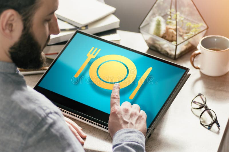Concept of food order via internet. Image royalty free stock photos Concept of food order via internet. Image royalty free stock photos