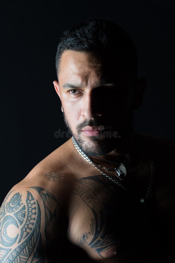 Bearded Man with Tattooed Skin. Man with Beard on Unshaven Face. Macho with Tattoo Design Stock Photo - Image of muscle, barber: 117803660 Bearded Man with Tattooed Skin. Man with Beard on Unshaven Face. Macho with Tattoo Design Stock Photo - Image of muscle, barber: 117803660