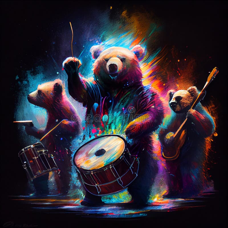 Panda Bear Playing The Drums - Panda - Posters and Art Prints