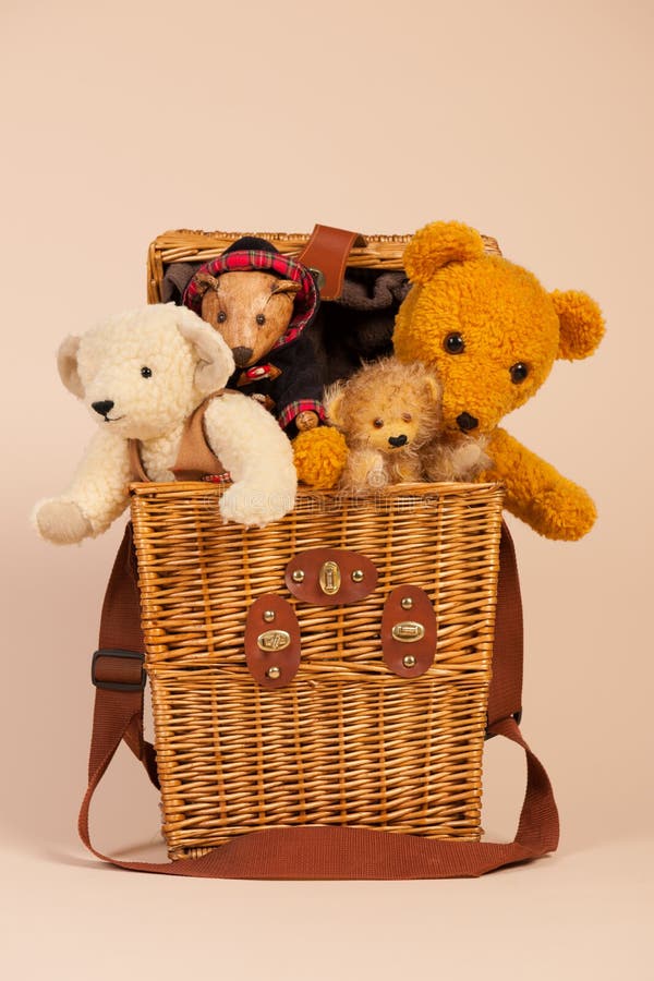 Bears in toy box stock photo. Image of retro, clear, hand 52684196