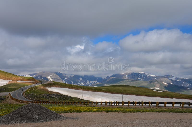 Beartooth Highway Pass in Montana on a sunny summer day stock photos Beartooth Highway Pass in Montana on a sunny summer day stock photos