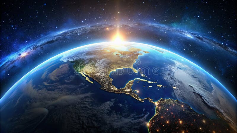 Beatiful planet Earth viewed from space at night Creative AI royalty free stock photos