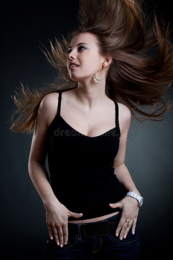 Hair in motion stock photo. Image of close, black, stare - 15430448