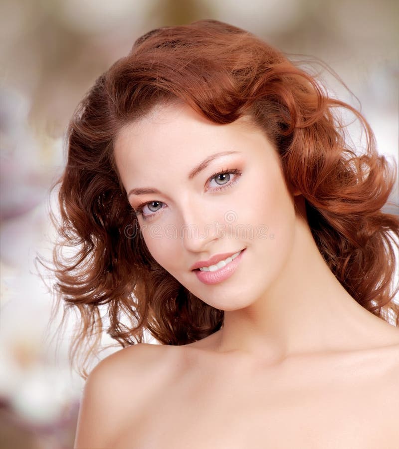 Beatiful woman face with curly hairs over art background. Beatiful model stock images, royalty-free photos and pictures