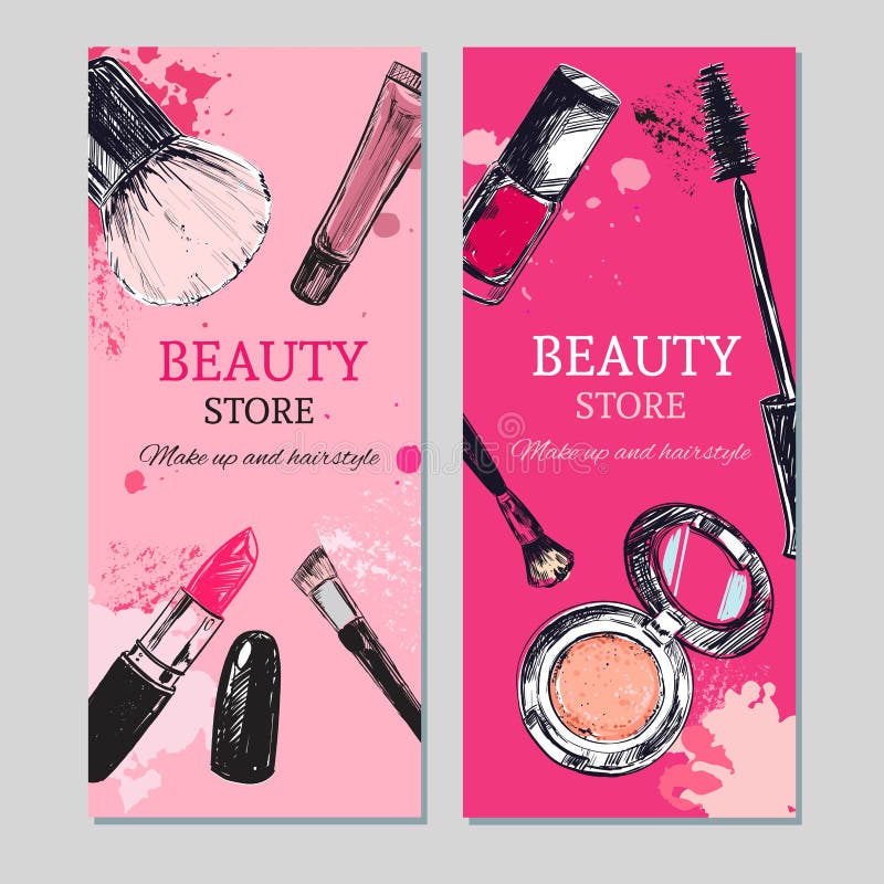 Banners of Cosmetics. Design Template of Horizontal Banners with