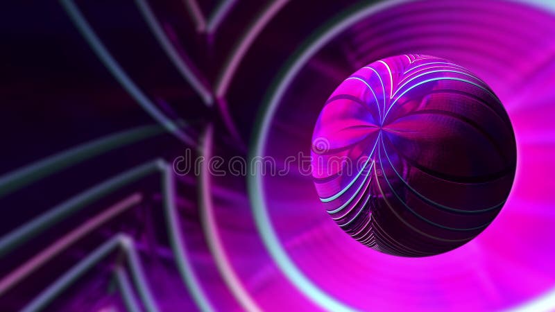 Beau abstrait rose bleu cercle rotation fond sans couture 4k bouclée 3d animation de la boule futuriste illustration stock
