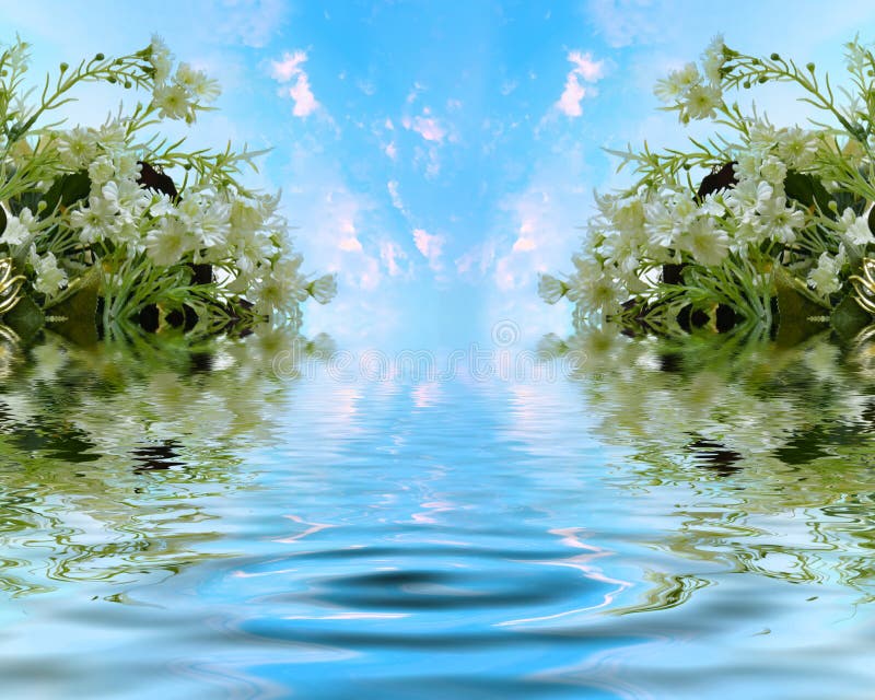 Beau jasmin avec le lac merveilleux illustration de vecteur Beau jasmin avec le lac merveilleux illustration de vecteur