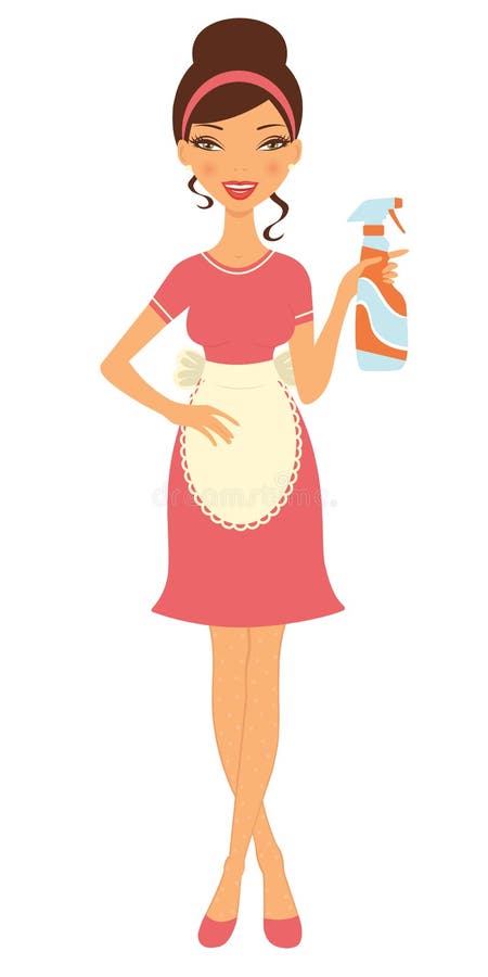 Beau jet de nettoyage de fixation de femme au foyer illustration de vecteur Beau jet de nettoyage de fixation de femme au foyer illustration de vecteur