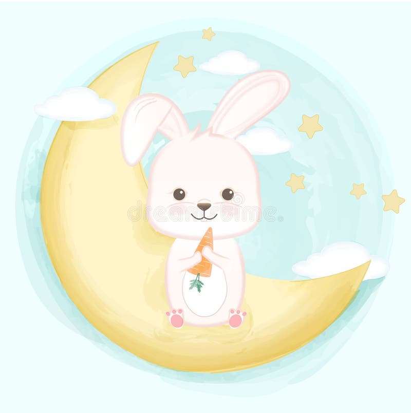 Beau Lapin Bebe Sur La Lune De Croissant Dessin Anime A La Main Illustration Sur Le Vert Illustration De Vecteur Illustration Du Vert Anniversaire Beau Lapin Bebe Sur La Lune De Croissant Dessin Anime A La Main Illustration Sur Le Vert Illustration De Vecteur Illustration Du Vert Anniversaire