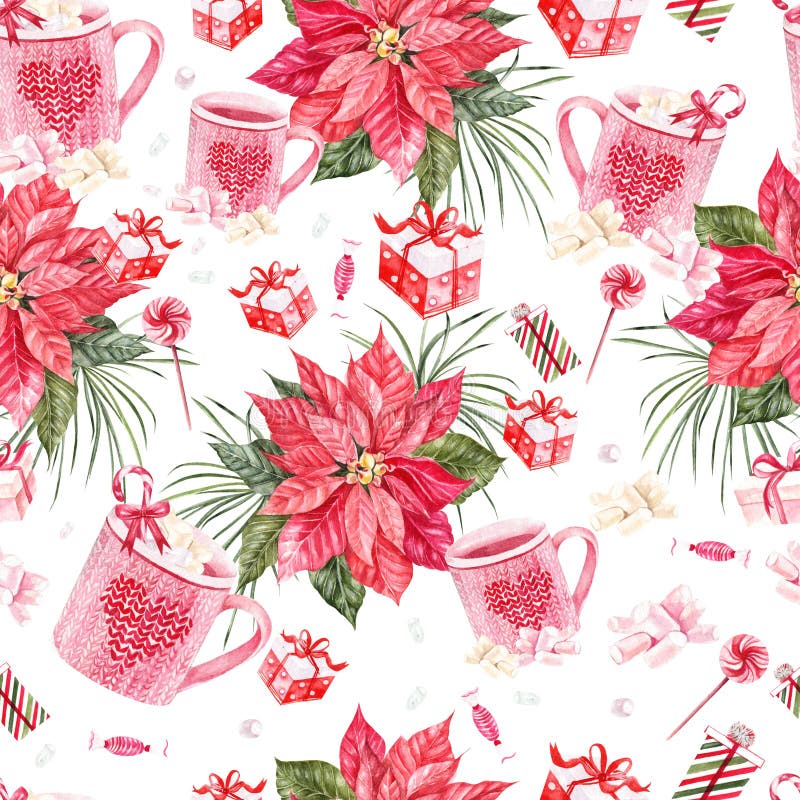 Beau modèle lumineux de nouvelle année d'aquarelle avec la fleur et les cadeaux de Noël illustration de vecteur Beau modèle lumineux de nouvelle année d'aquarelle avec la fleur et les cadeaux de Noël illustration de vecteur