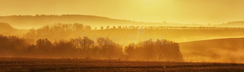 Beau paysage brouillard en panorama photos stock Beau paysage brouillard en panorama photos stock
