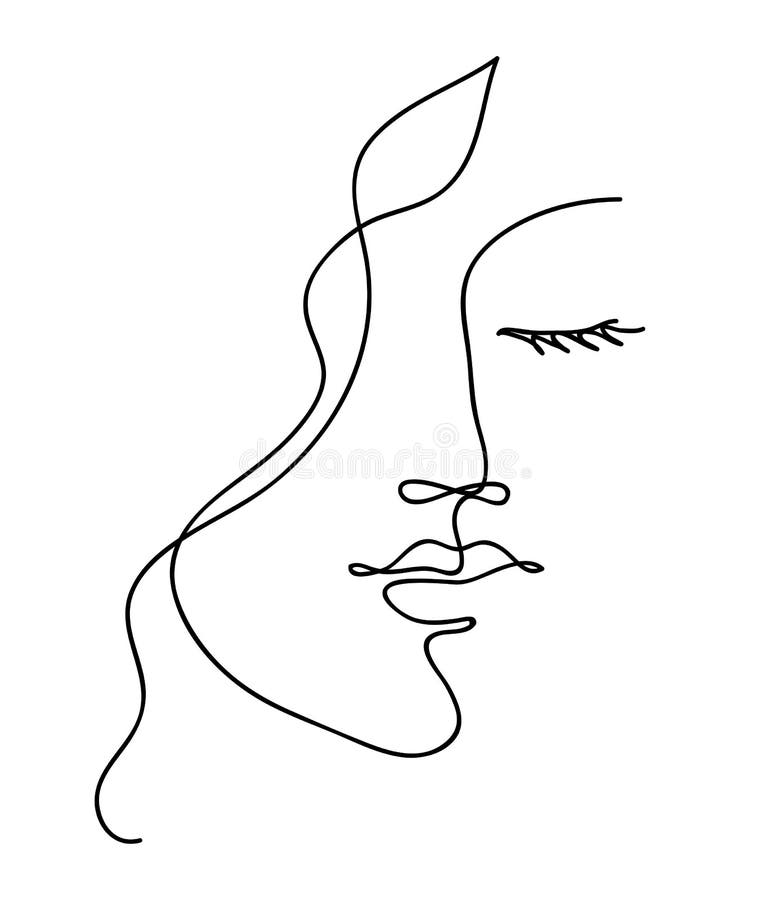 beau visage de fille en dessin au trait simple 17586846 Art