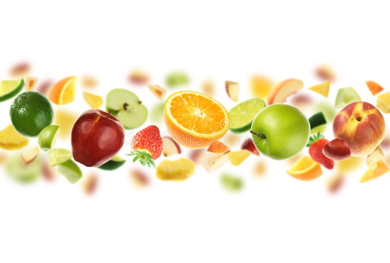 Beaucoup de fruits d'isolement sur le blanc