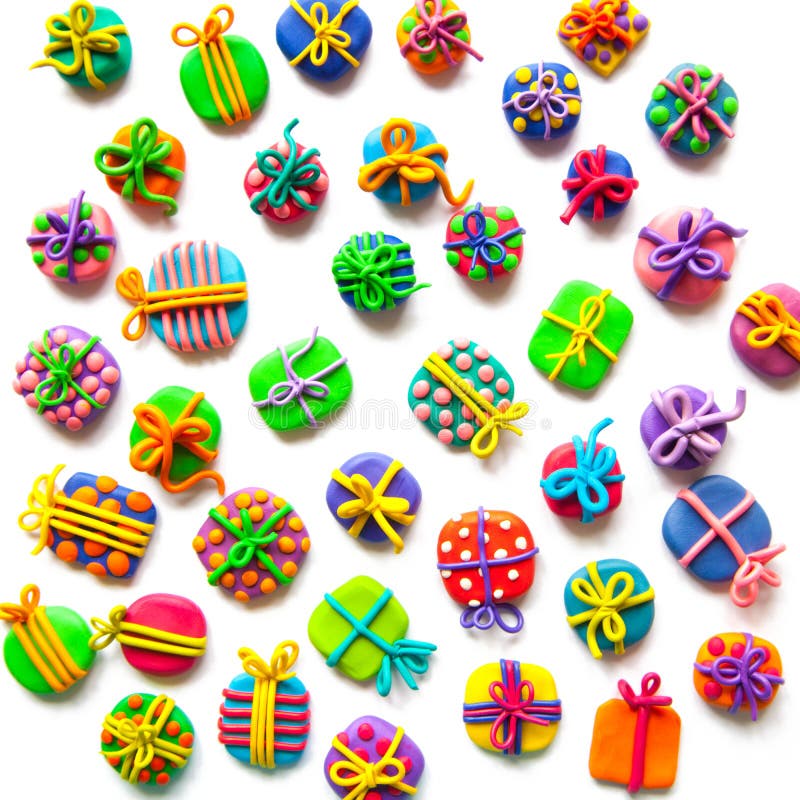 Beaucoup de petits cadeaux de pâte à modeler photo libre de droits Beaucoup de petits cadeaux de pâte à modeler photo libre de droits
